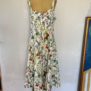 Avec Les Filles White Floral & Orange Butterfly Midi Dress